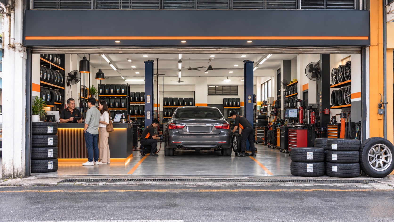 The same Malaysian tyre workshop after becoming Klinikar powered